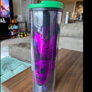 2020 STARBUCKS HALLOWEEN SKULL CROW ACRYLIC TUMBLER 16OZ BLACK PURPLE GREEN LID
